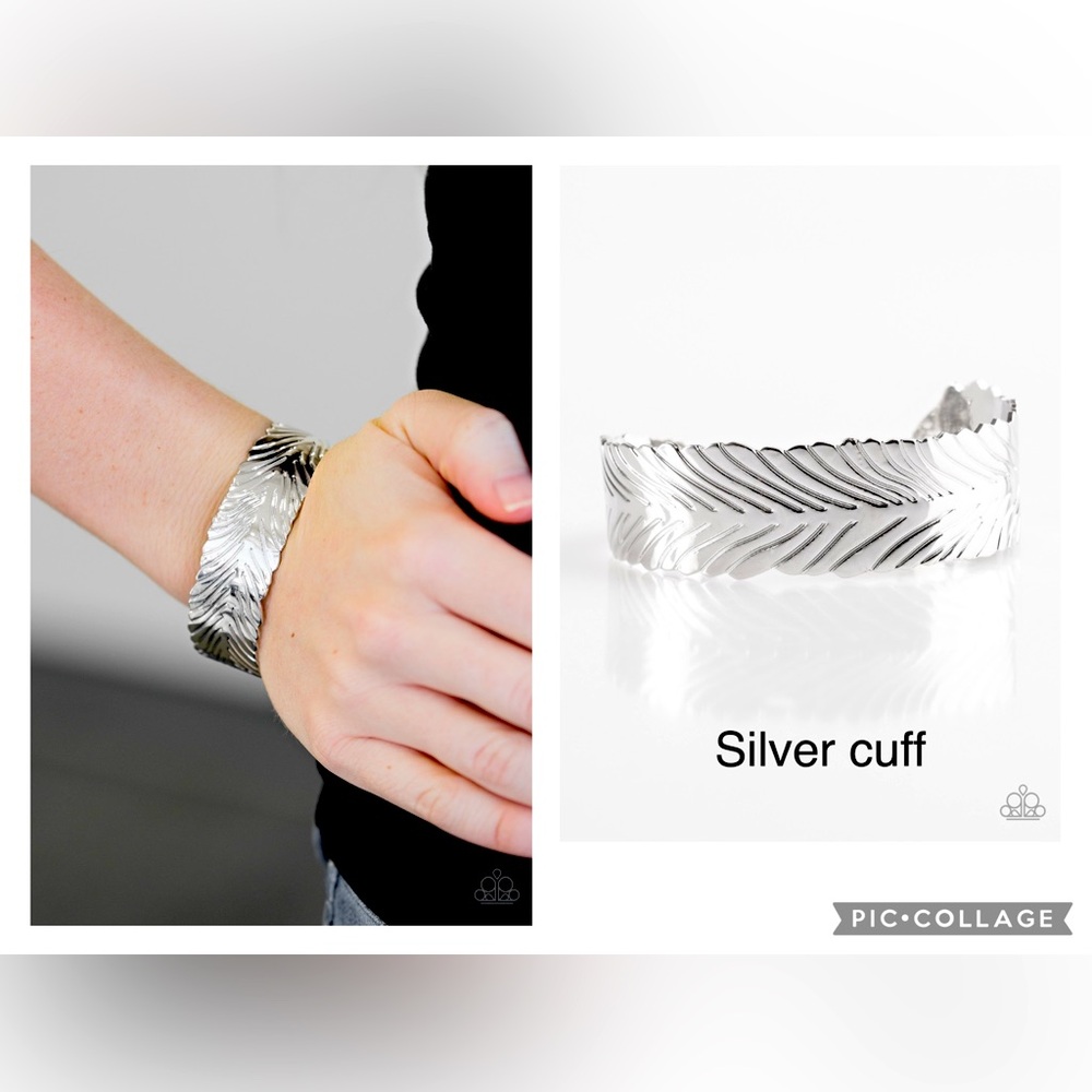 Paparazzi Silver Peacock Feather Cuff Bracelet